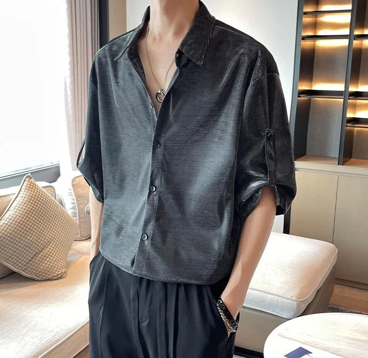 Man Shirt White Plain Hip Hop Shirts For Men Trend Regular Cool Tops