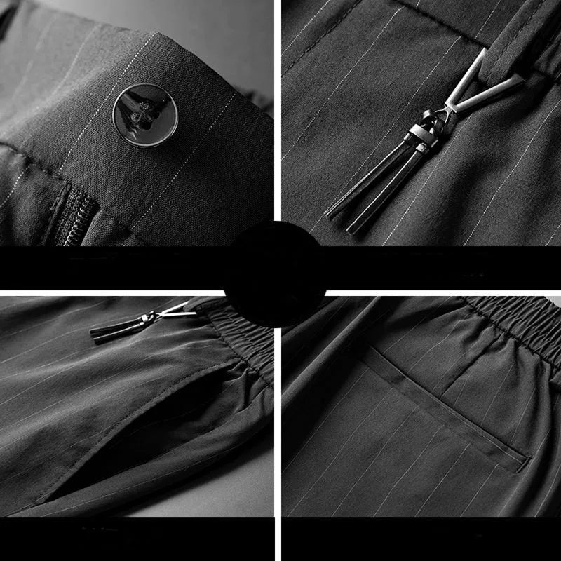 Spring Summer Men Thin Striped Business Suits Pants Streetwear
