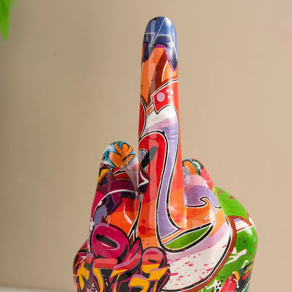 Graffiti Middle Finger Figurines Pop Street Art Statue Desktop Living Room Home Decoration Accessories Mantel Bookshelf Interior
