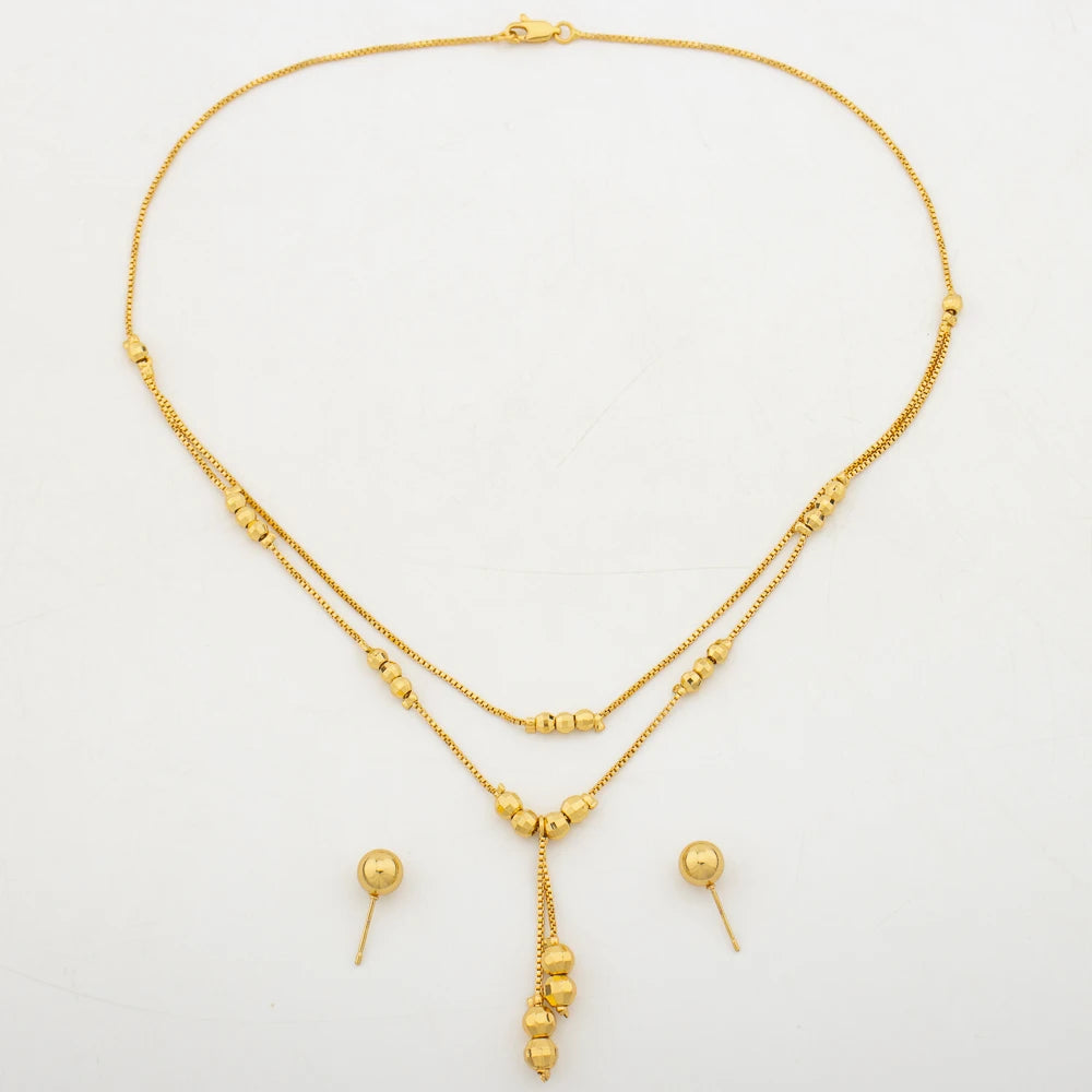 African Fashion Sets Luxury Dubai Jewelry Round Bead Stud Earrings Pendant Necklace