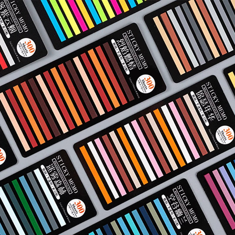 Rainbow Long Index Stickers 300 Sheets Fluorescent PET Waterproof Color