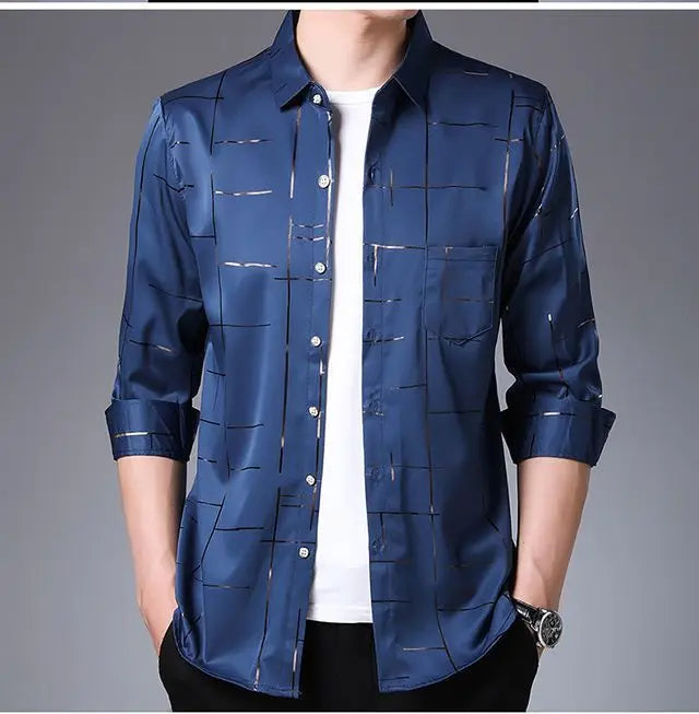 Men's Clothing Spring Summer Thin Business Casual Turn-down Collar