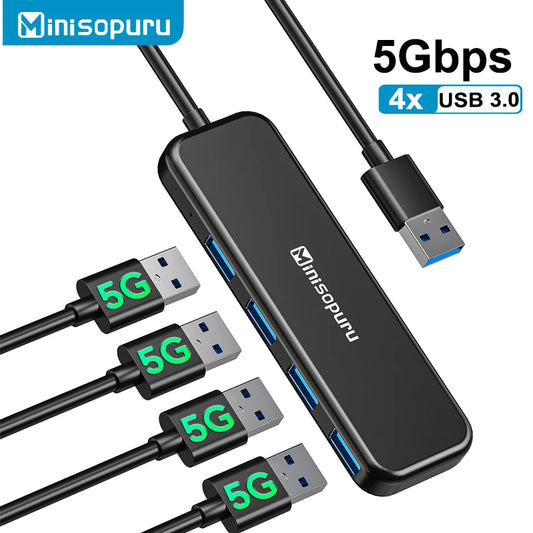 Minisopuru USB HUB 4 Port USB 3.0 External Splitter Multiple Expand High Speed