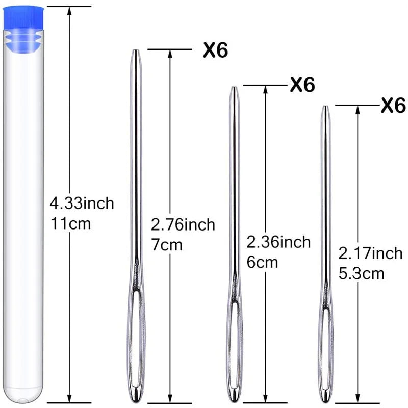 18/12pcs 7/6/5.3cm 3 Sizes Large Leather Hand Sewing Needles