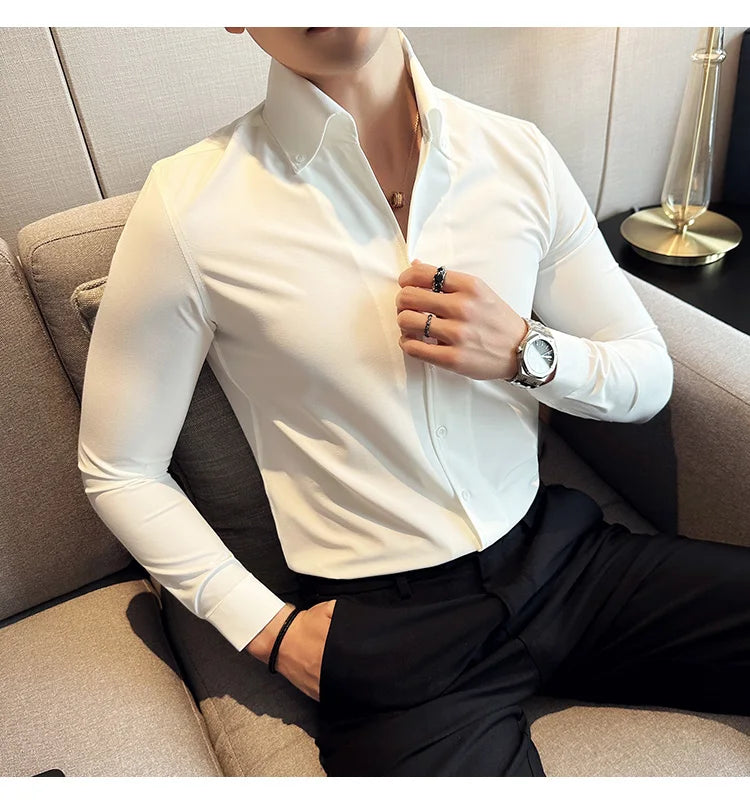 Autumn Long Sleeve Camisas Business Fashion Shirt Male Solid British Style