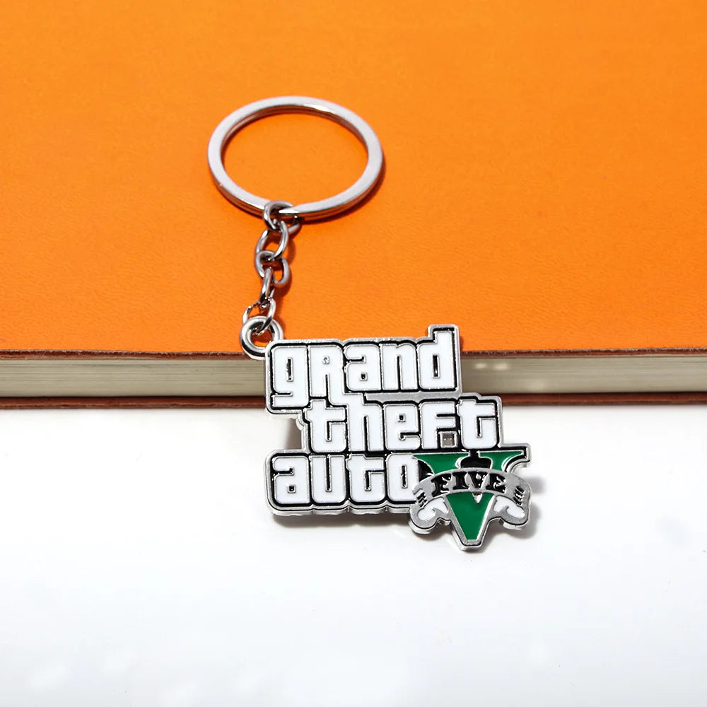 Fashion Jewelry PS4 GTA 5 Keychain Grand Theft Auto V Keyring car pendant Accessories