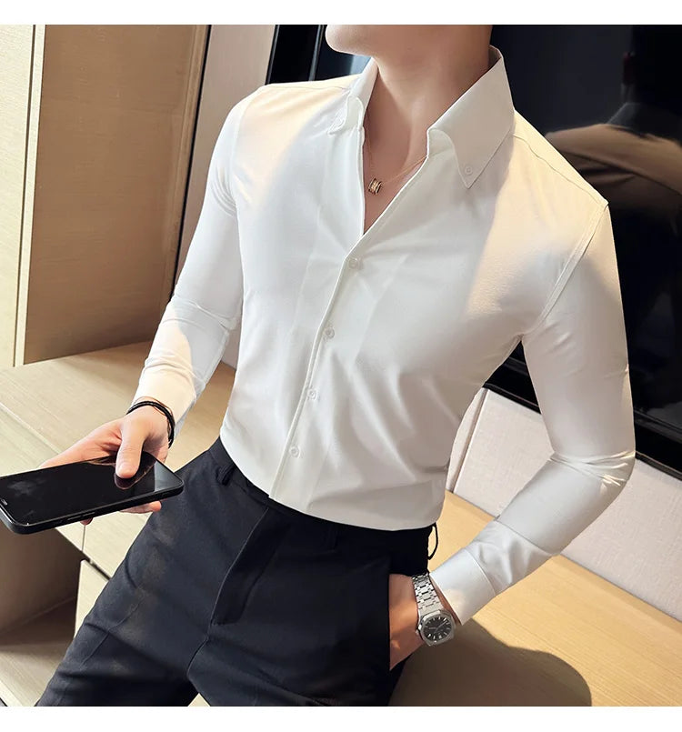 Autumn Long Sleeve Camisas Business Fashion Shirt Male Solid British Style