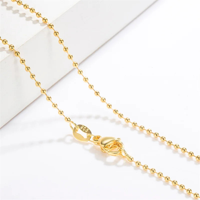 New Necklace 18k Gold Necklace Light Bead Gold Chain Women's Jewelry