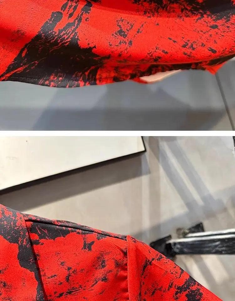 Vintage Print Button Up Shirt Casual Streetwear Y2K Short Sleeve