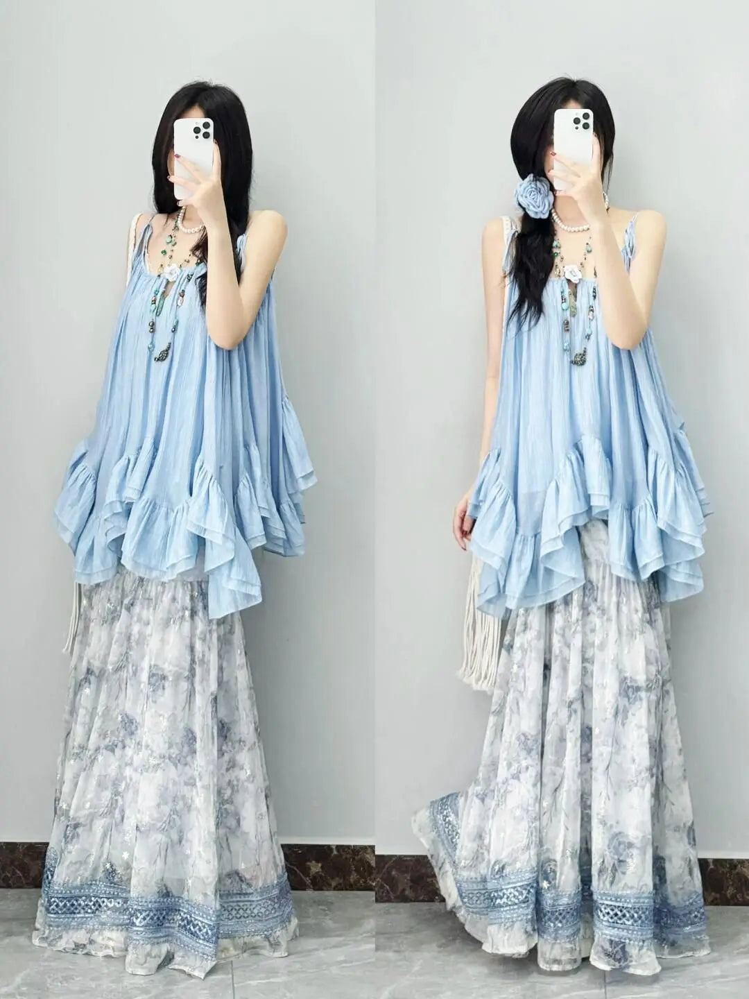 Tops Sleeveless Solid Vest Irregular Ruffles Loose Camis