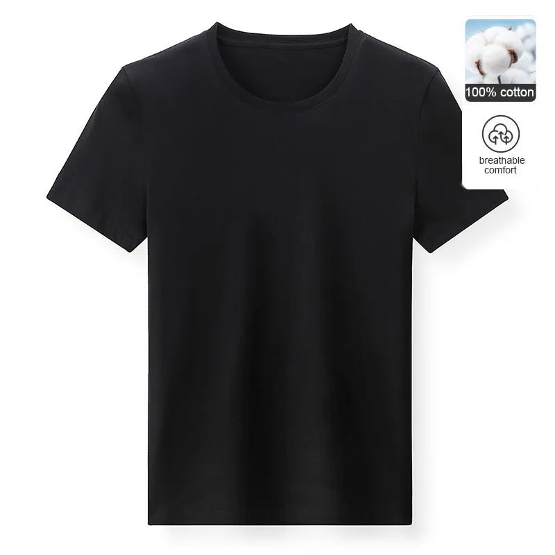 Man t Shirts 100 % Cotton High Quality Classic Plain Round Neck