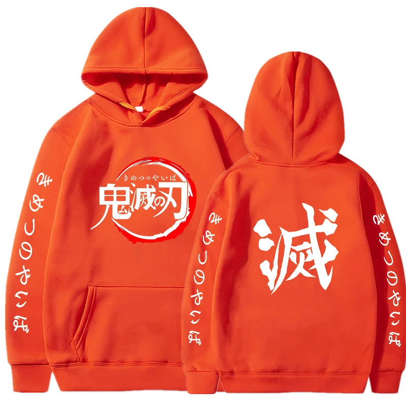 Demon Slayer Hoodies Men Fashion Letter Graphic Printed Sweatshirts Women
