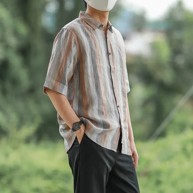 Men's Clothing Elegant Striped Men's Shirt Formal Business Casual Wear Comfortable Fabric Long Sleeve Classic Fashion