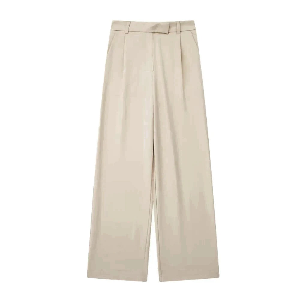 Vintage High Waist Zipper Fly Female Trousers