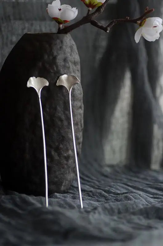 Designer original new in jewelry for women antique apricot leaf hairpin 925 silver