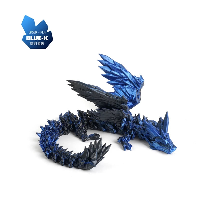 3D Printed Dragon Colorful Gem Dragon Figurines Movable Joint Rotatable