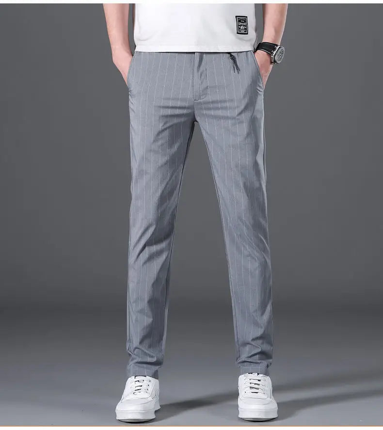 Spring Summer Men Thin Striped Business Suits Pants Streetwear