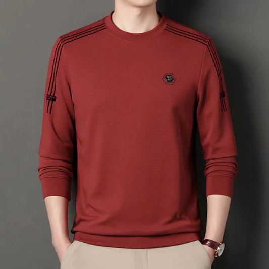 Fashion Male Clothes New Basic Striped Long Sleeve T-Shirt Spring