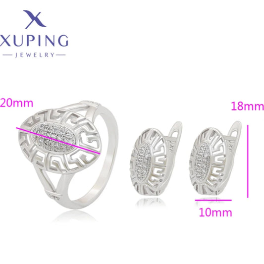 Xuping Jewelry Fashion Platinum Plated Rings Earrings for Women