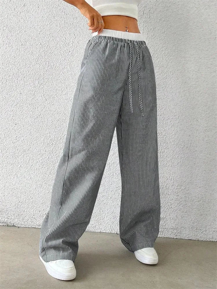 Striped Woven Wide Leg Pants
