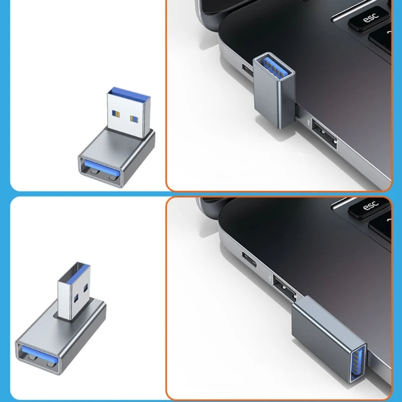 90 Degree Left Right Up Down Angled USB 3.0 A Male to Female Extension