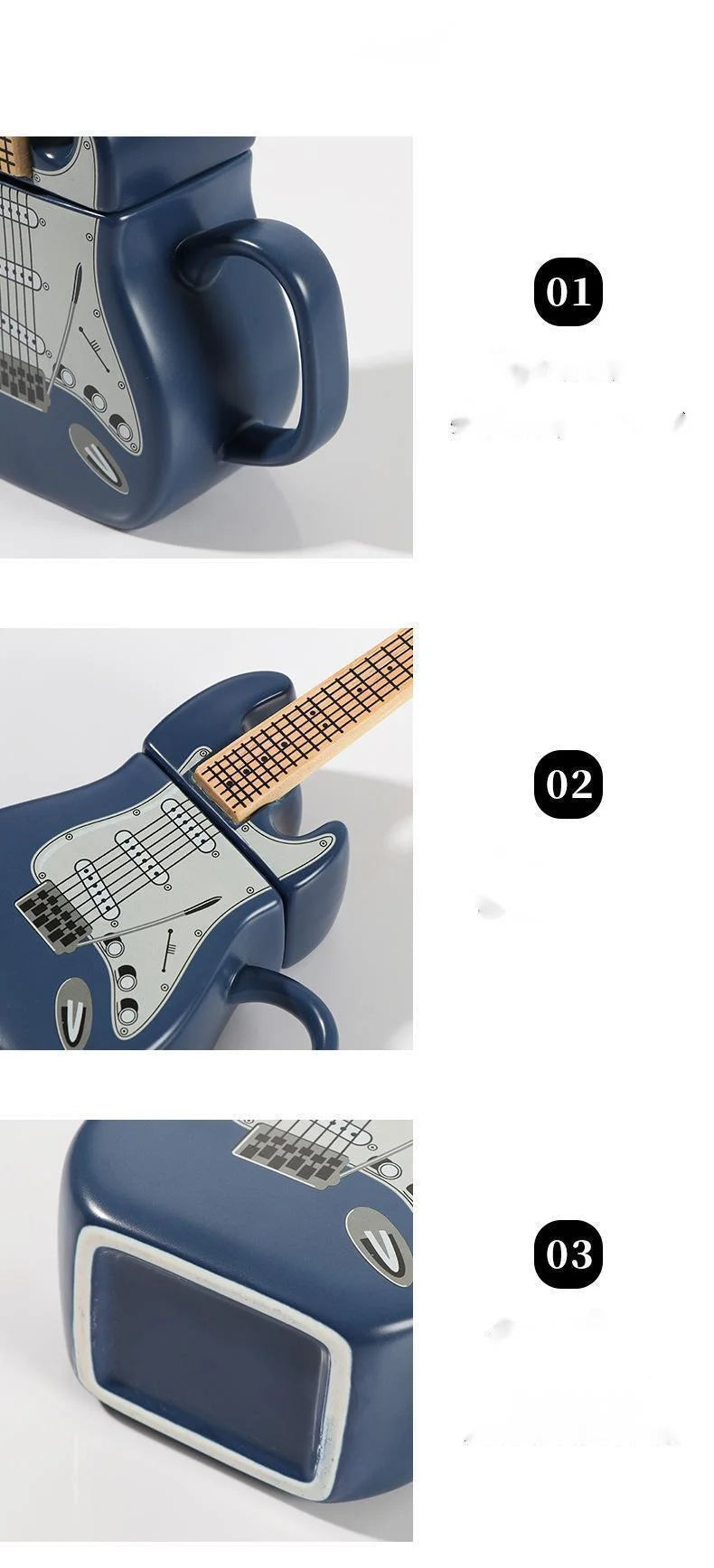 Creative Guitar Cup Shape Mug With Lid Novel 3D