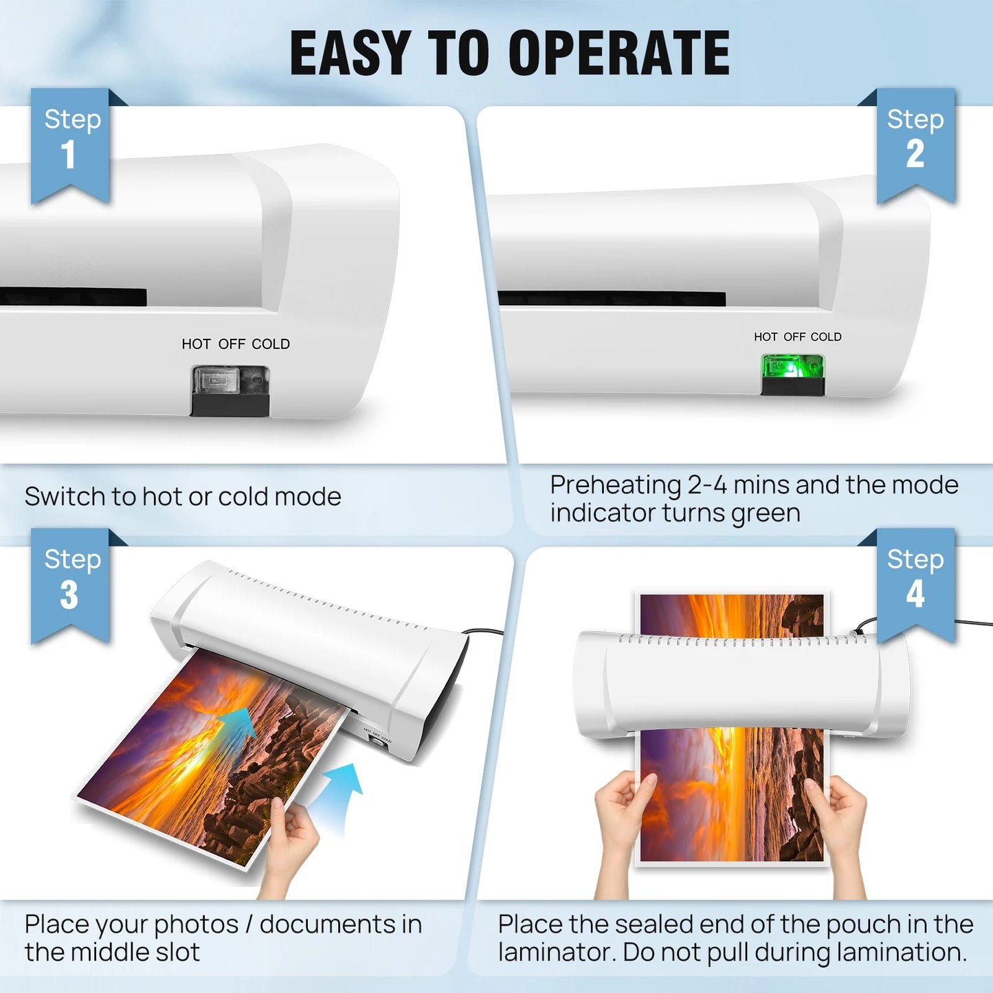 SL200 Desktop Laminator Machine Set A4 Size Hot and Cold Laminator
