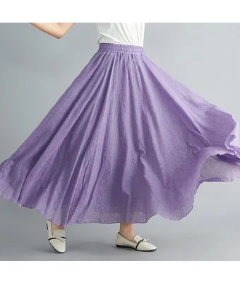 Cotton Long Skirts Elastic Waist
