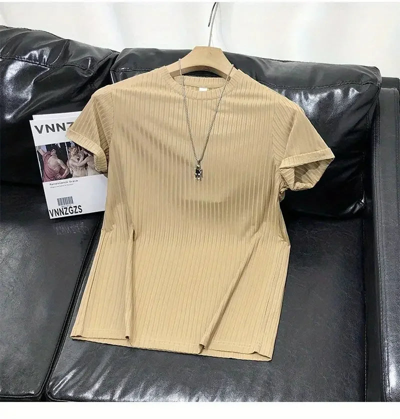 Men's Clothing  Silk Quick Dry Short Sleeve T-Shirt