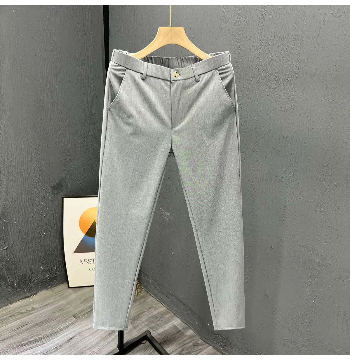 Business Casual All Match Suit Pants Formal Strecth Solid Straight Slim Trousers