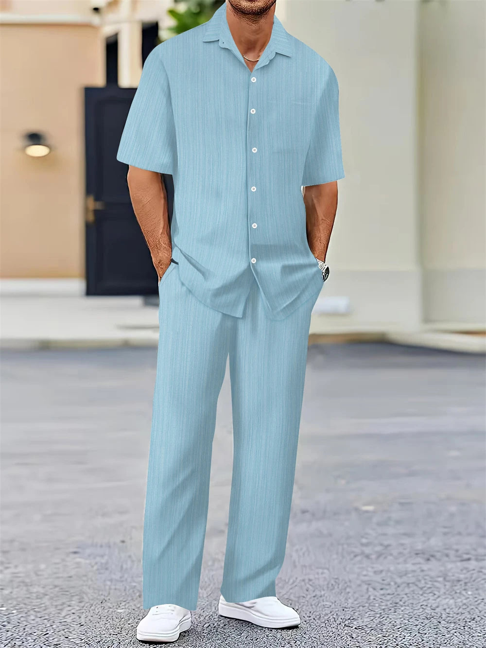 (Shirt+Pants) 2024 Summer new arrival Men Fashion Classic Shirt