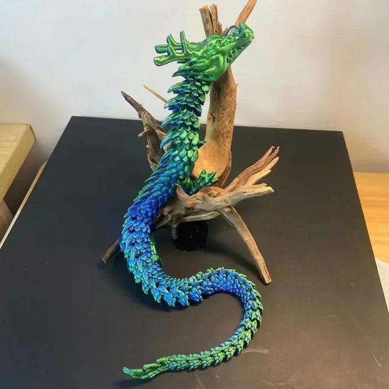 3D Printed Dragon Ornaments Luminous Chinese Long Flexible Articulated