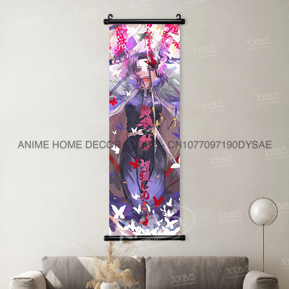 Demon Slayer Poster Kamado Tanjirou Scroll Picture Nezuko Hanging Painting Kanroji Mitsuri Wall Art Anime Uzui Tengen Home Decor