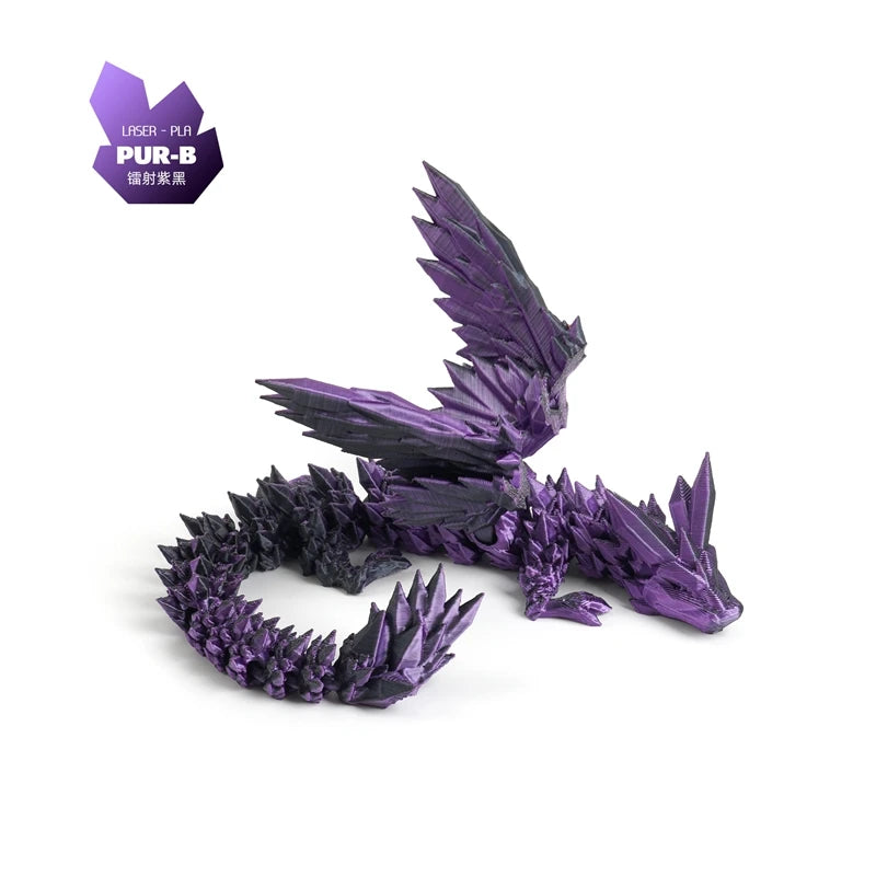 3D Printed Dragon Colorful Gem Dragon Figurines Movable Joint Rotatable