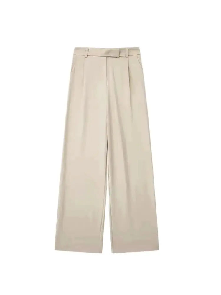 Vintage High Waist Zipper Fly Female Trousers