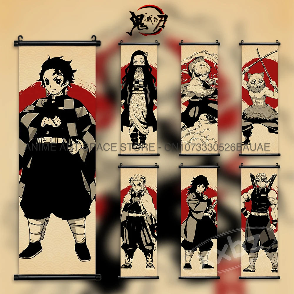 Demon Slayer Hanging Painting Modern Wall Artwork Scroll Picture Canvas