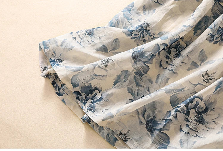 Casual Loose Print V Neck Short Sleeve