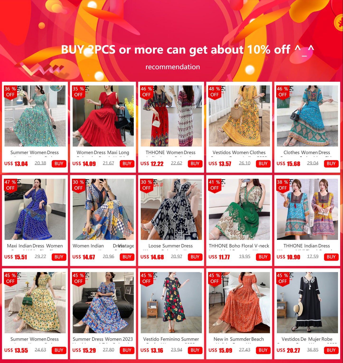 Indian Dress Summer Vintage Causal