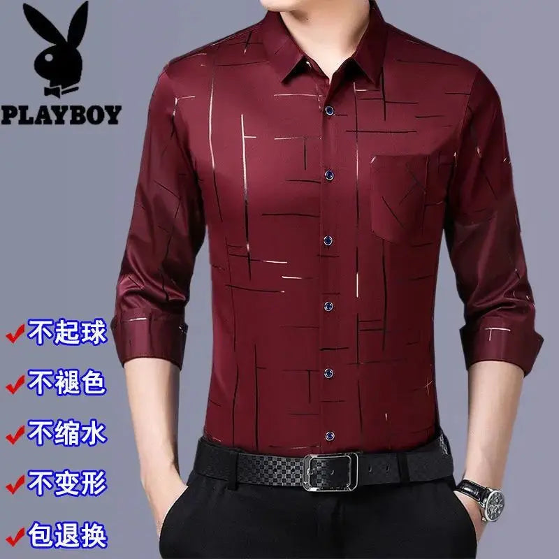 Men's Clothing Spring Summer Thin Business Casual Turn-down Collar