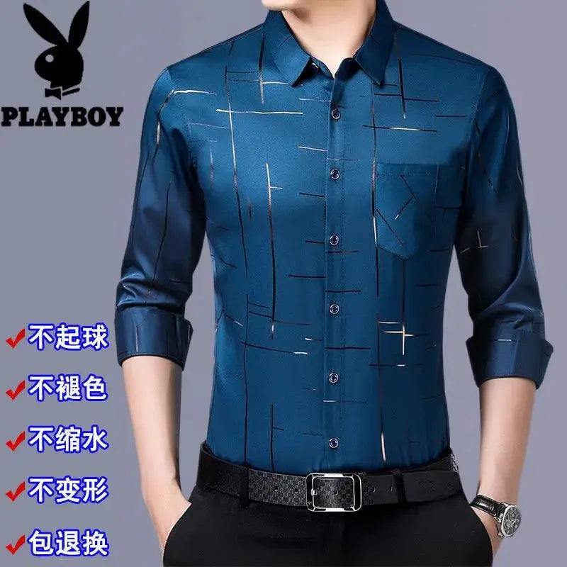 Men's Clothing Spring Summer Thin Business Casual Turn-down Collar