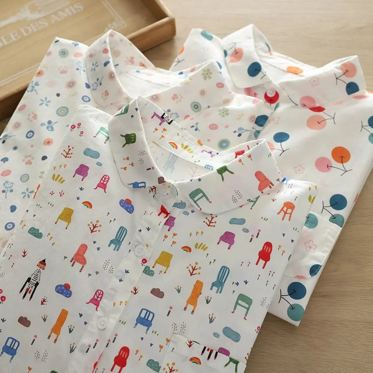 Printed Shirts Cotton Casual Blouses and Tops