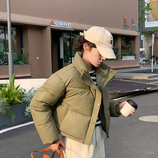 Coat Zipper Puffer Jacket Korean Fashion Cotton-padded Jacket