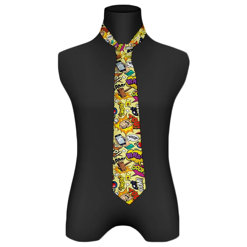 Cartoon printed tie men's casual fashion
