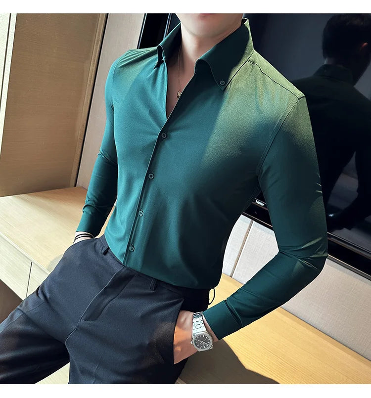 Autumn Long Sleeve Camisas Business Fashion Shirt Male Solid British Style