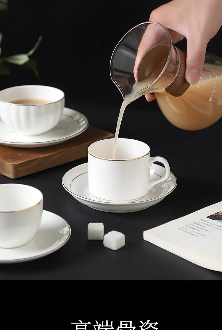 mug Bone china gold edged coffee cup set luxury