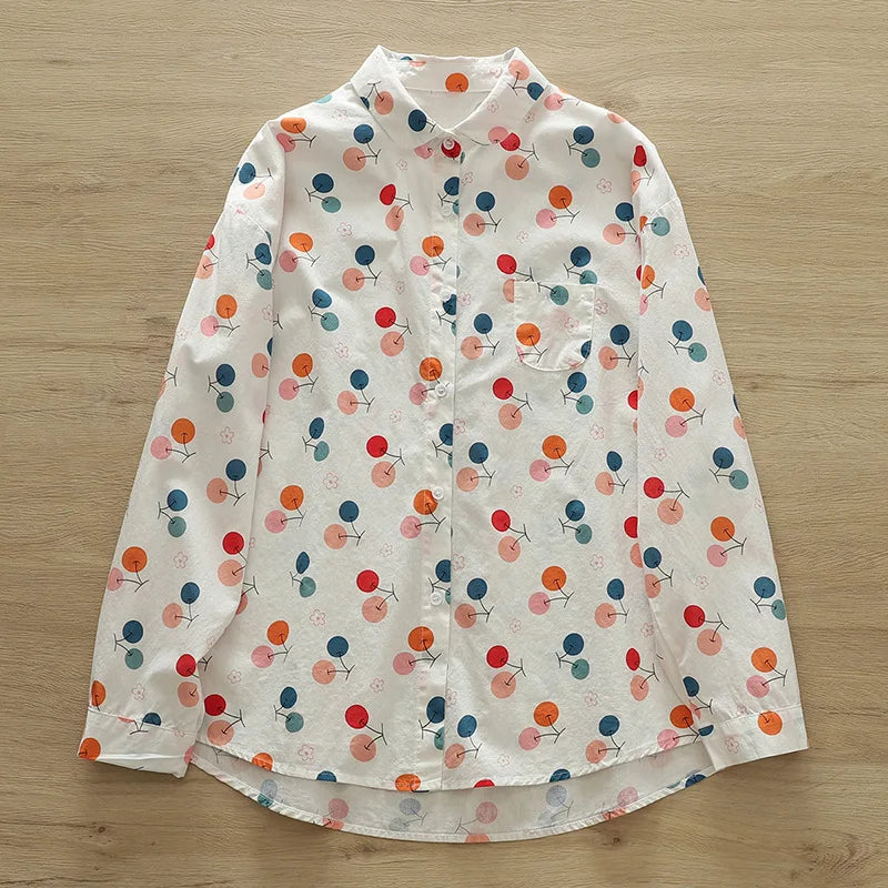 Printed Shirts Cotton Casual Blouses and Tops