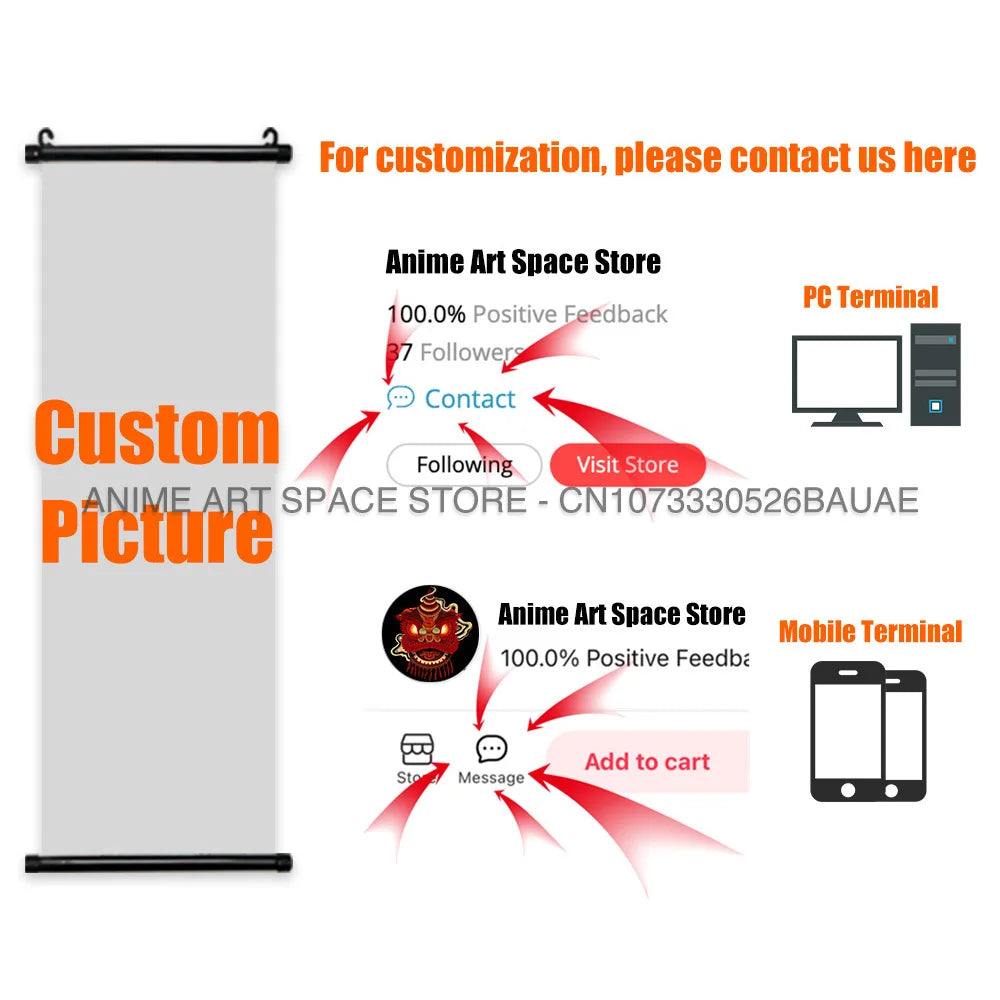 Demon Slayer Hanging Painting Modern Wall Artwork Scroll Picture Canvas