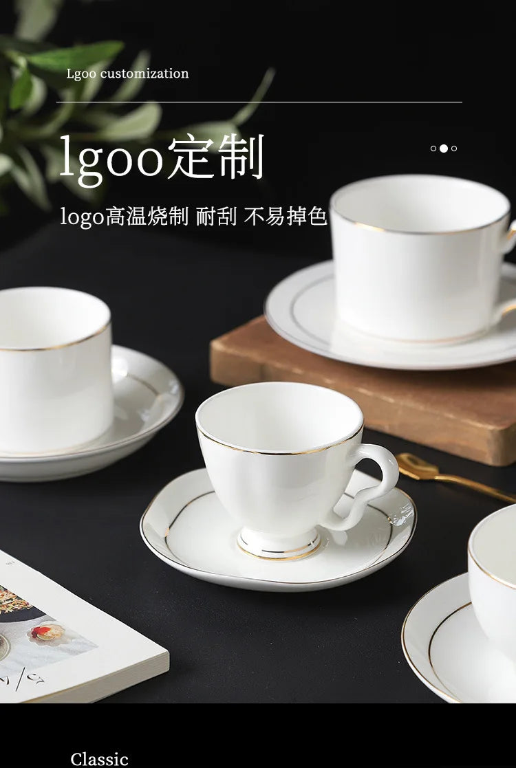 mug Bone china gold edged coffee cup set luxury