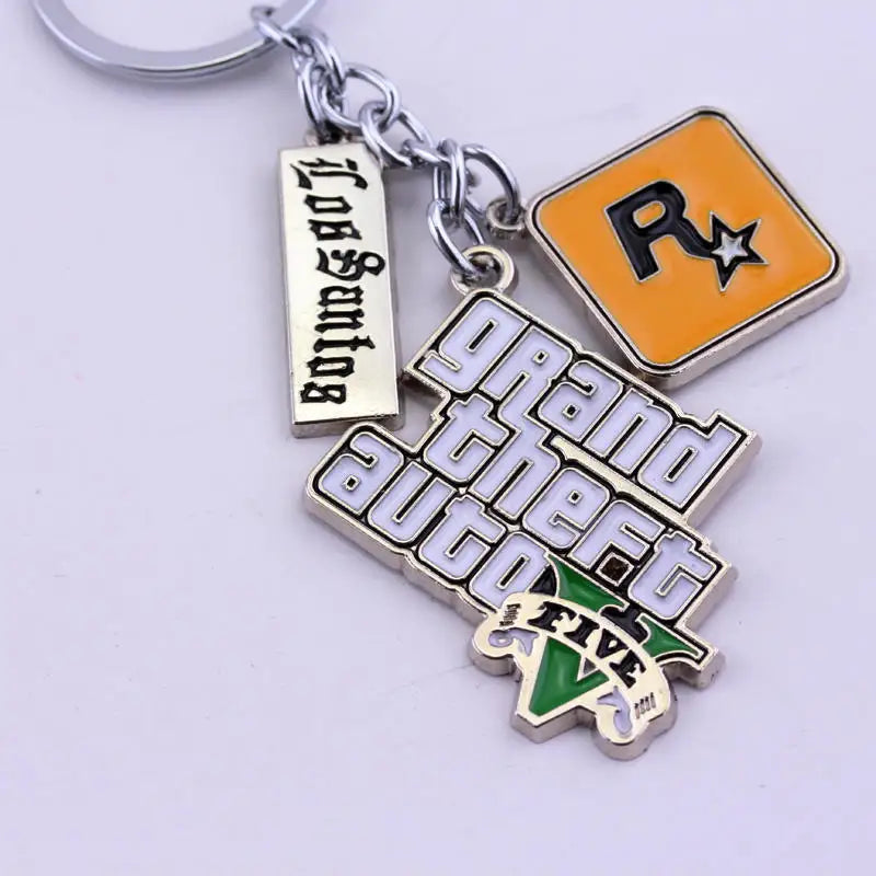 Fashion Jewelry PS4 GTA 5 Keychain Grand Theft Auto V Keyring car pendant Accessories