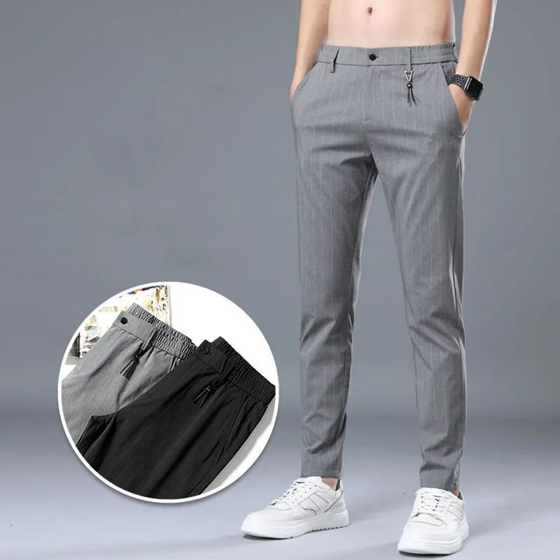 Spring Summer Men Thin Striped Business Suits Pants Streetwear